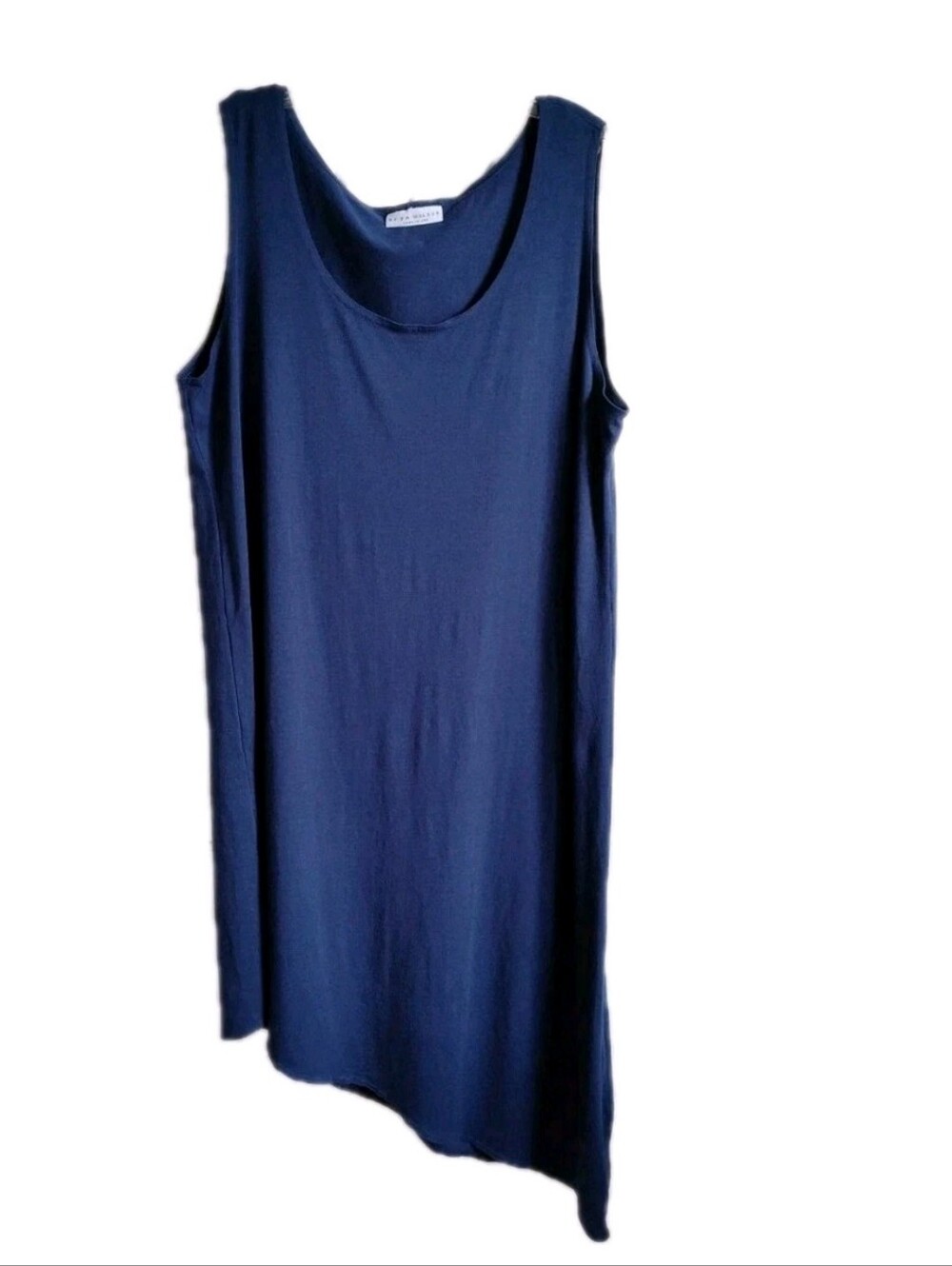 Bryn Walker Midi/Maxi Navy Blue Dress Asymmetrical Sleeveless Size M Bamboo
